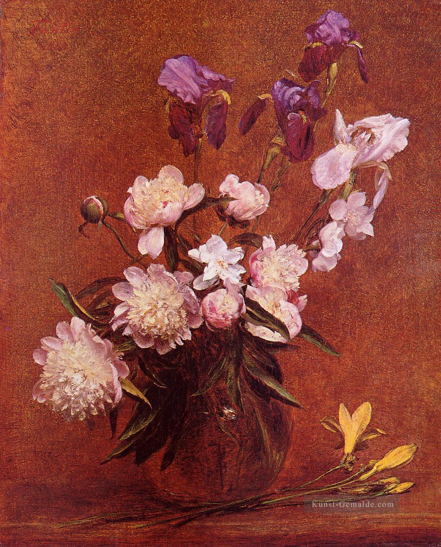 Blumenstrauß aus Pfingstrosen und Iris Blumenmaler Henri Fantin Latour Ölgemälde